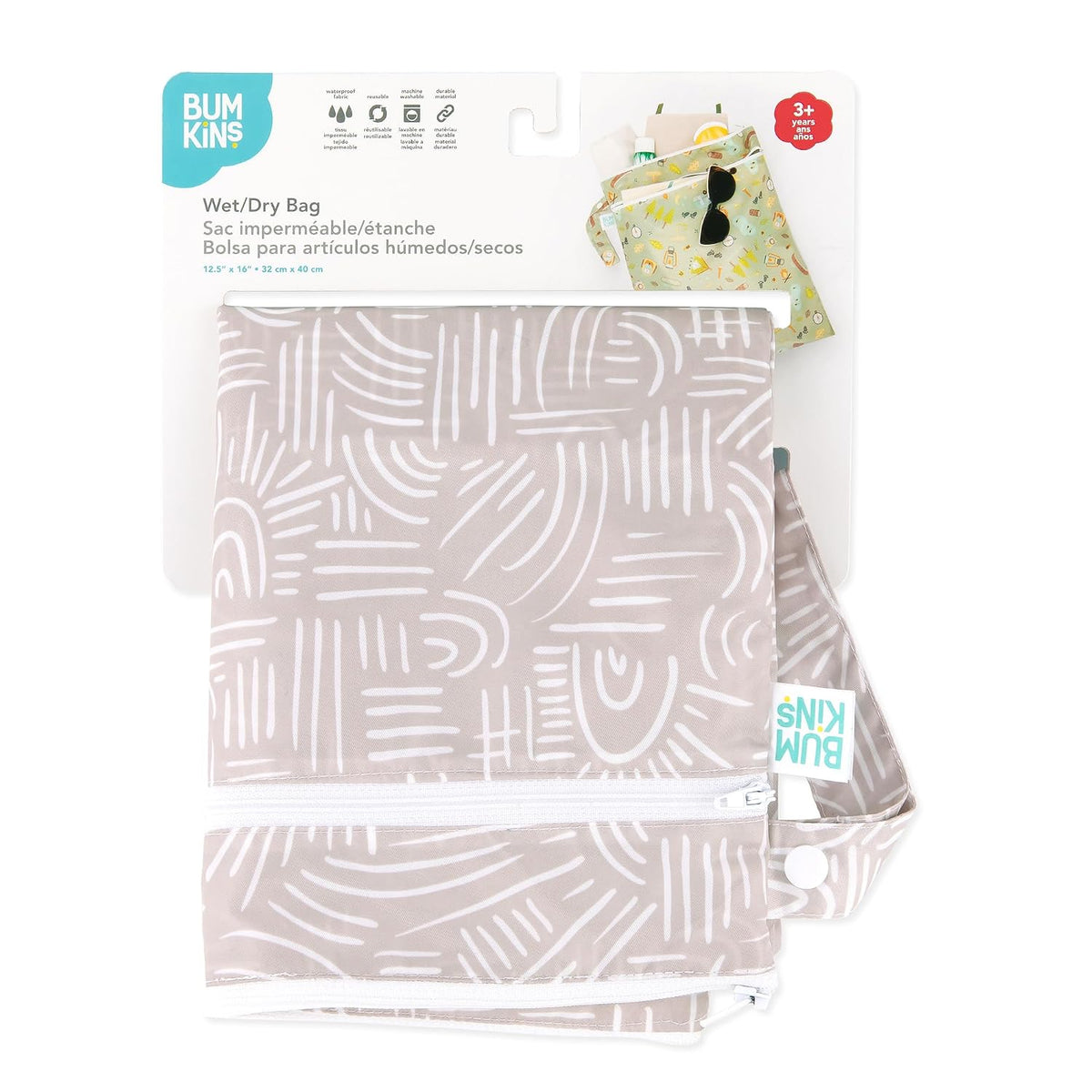 Roamio Waterproof Wet Bag for Baby, Travel, Swim Suit, Cloth Diapers, Pump Parts, Pool, Beach, Gym Clothes, Toiletry, Hook to Stroller, Daycare, Zip Reusable Wetdry Packing Pouch, Multi Check - Colors B