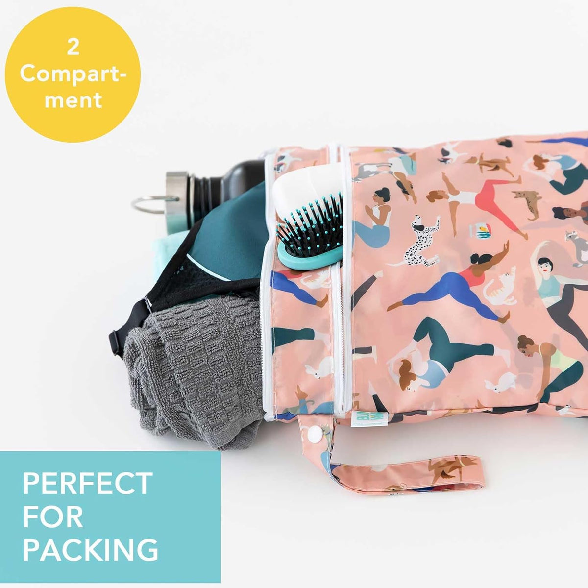 Roamio Waterproof Wet Bag for Baby, Travel, Swim Suit, Cloth Diapers, Pump Parts, Pool, Beach, Gym Clothes, Toiletry, Hook to Stroller, Daycare, Zip Reusable Wetdry Packing Pouch, Multi Check - Colors B