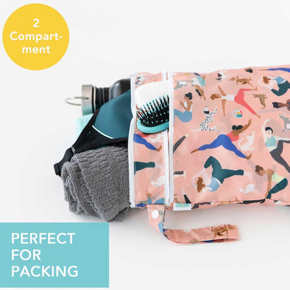 Roamio Waterproof Wet Bag for Baby, Travel, Swim Suit, Cloth Diapers, Pump Parts, Pool, Beach, Gym Clothes, Toiletry, Hook to Stroller, Daycare, Zip Reusable Wetdry Packing Pouch, Multi Check - Colors B