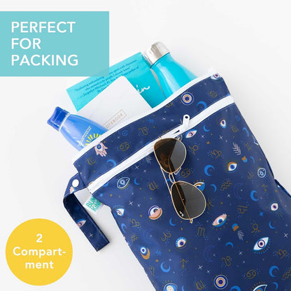 Roamio Waterproof Wet Bag for Baby, Travel, Swim Suit, Cloth Diapers, Pump Parts, Pool, Beach, Gym Clothes, Toiletry, Hook to Stroller, Daycare, Zip Reusable Wetdry Packing Pouch, Multi Check - Colors B