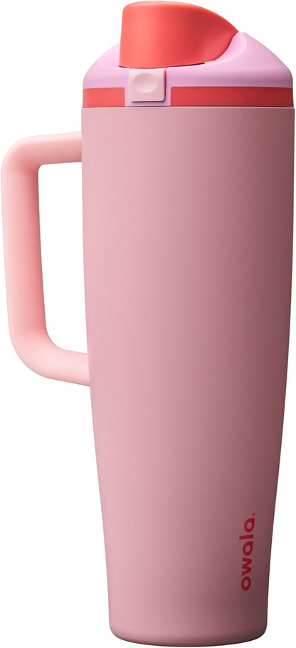 Tumbler Stainless Steel Water Bottle 40 oz Tropical | 2-in-1 Sip-or-Swig Lid | Splash-Resistant Lid | Reusable Straw | Cup Holder Friendly | Right & Left Hand Friendly