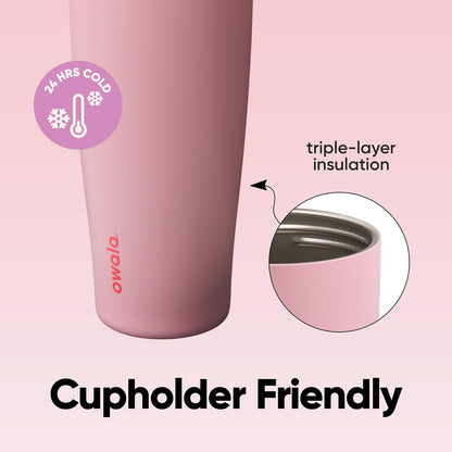 Tumbler Stainless Steel Water Bottle 40 oz Tropical | 2-in-1 Sip-or-Swig Lid | Splash-Resistant Lid | Reusable Straw | Cup Holder Friendly | Right & Left Hand Friendly