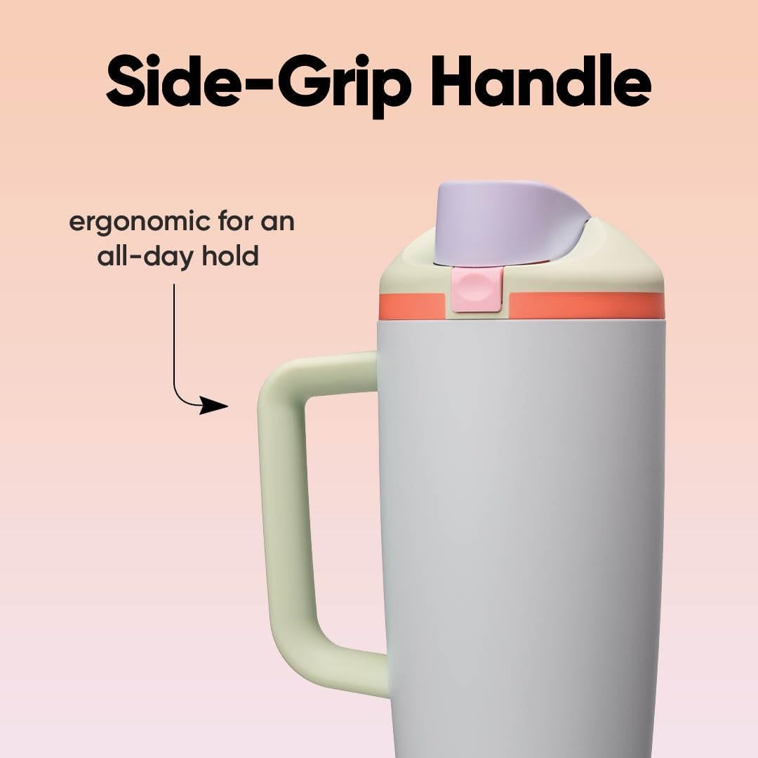 Tumbler Stainless Steel Water Bottle 40 oz Tropical | 2-in-1 Sip-or-Swig Lid | Splash-Resistant Lid | Reusable Straw | Cup Holder Friendly | Right & Left Hand Friendly