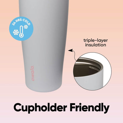Tumbler Stainless Steel Water Bottle 40 oz Tropical | 2-in-1 Sip-or-Swig Lid | Splash-Resistant Lid | Reusable Straw | Cup Holder Friendly | Right & Left Hand Friendly