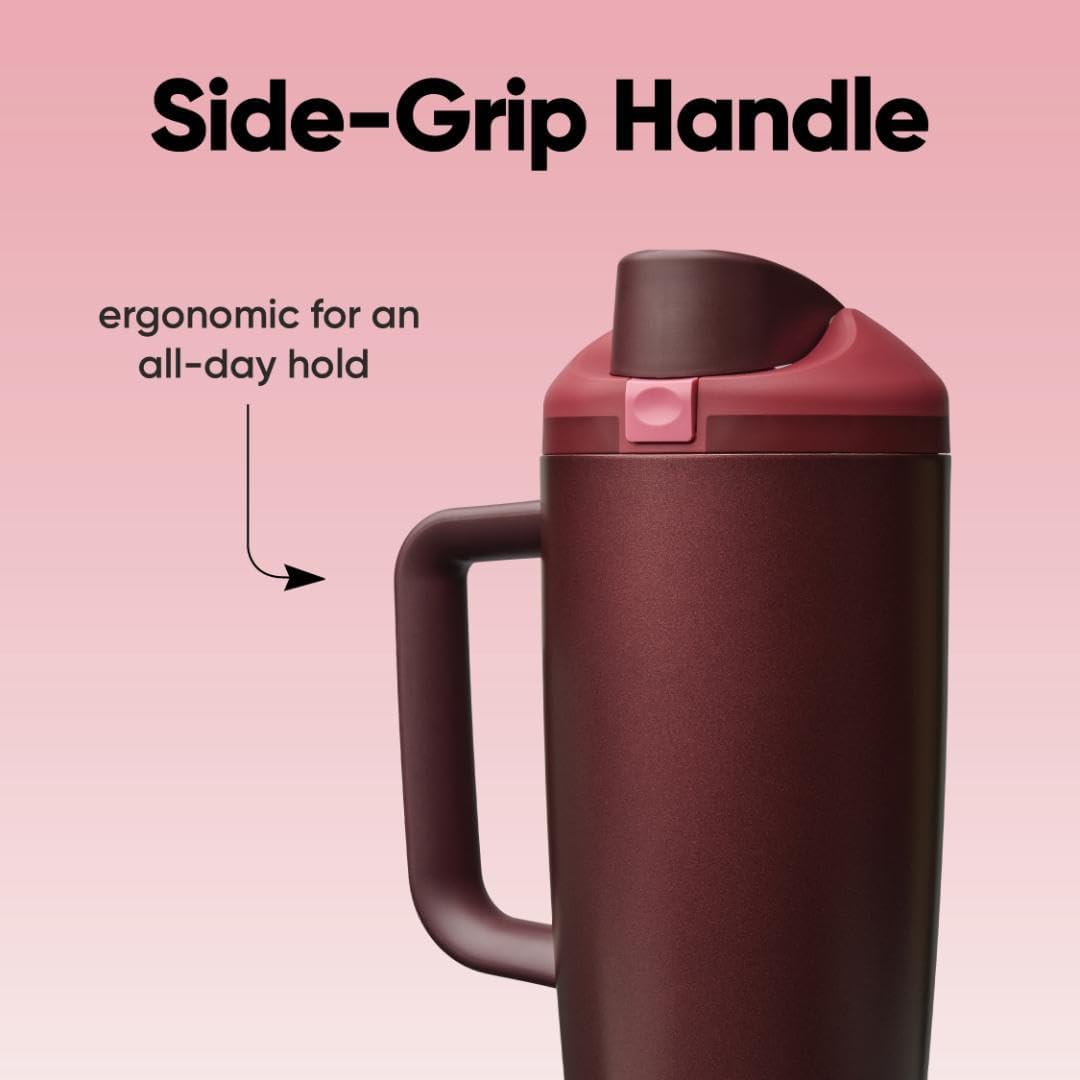 Tumbler Stainless Steel Water Bottle 40 oz Tropical | 2-in-1 Sip-or-Swig Lid | Splash-Resistant Lid | Reusable Straw | Cup Holder Friendly | Right & Left Hand Friendly