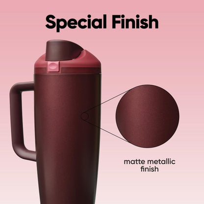 Tumbler Stainless Steel Water Bottle 40 oz Tropical | 2-in-1 Sip-or-Swig Lid | Splash-Resistant Lid | Reusable Straw | Cup Holder Friendly | Right & Left Hand Friendly
