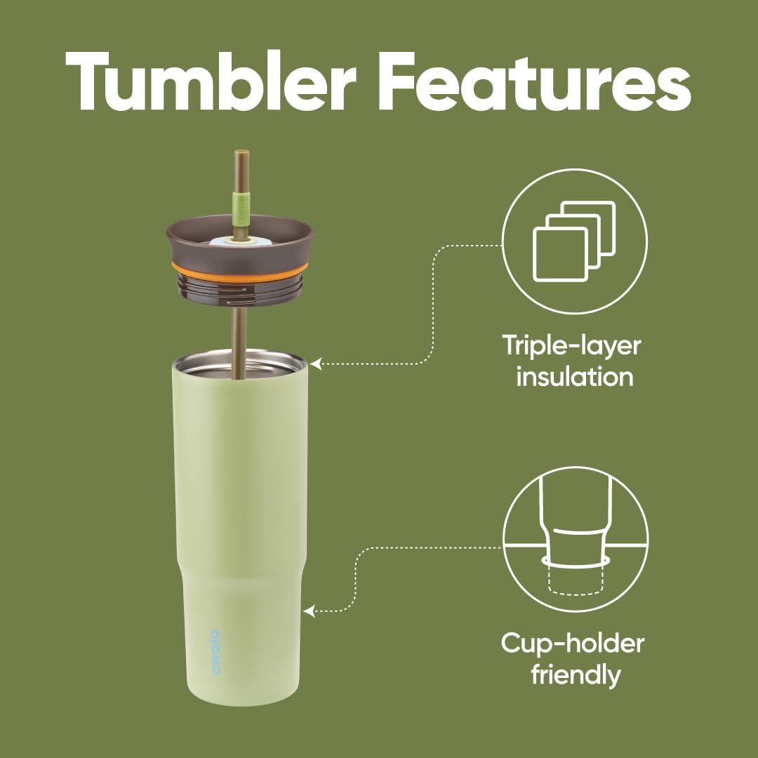 Tumbler Stainless Steel Water Bottle 40 oz Tropical | 2-in-1 Sip-or-Swig Lid | Splash-Resistant Lid | Reusable Straw | Cup Holder Friendly | Right & Left Hand Friendly