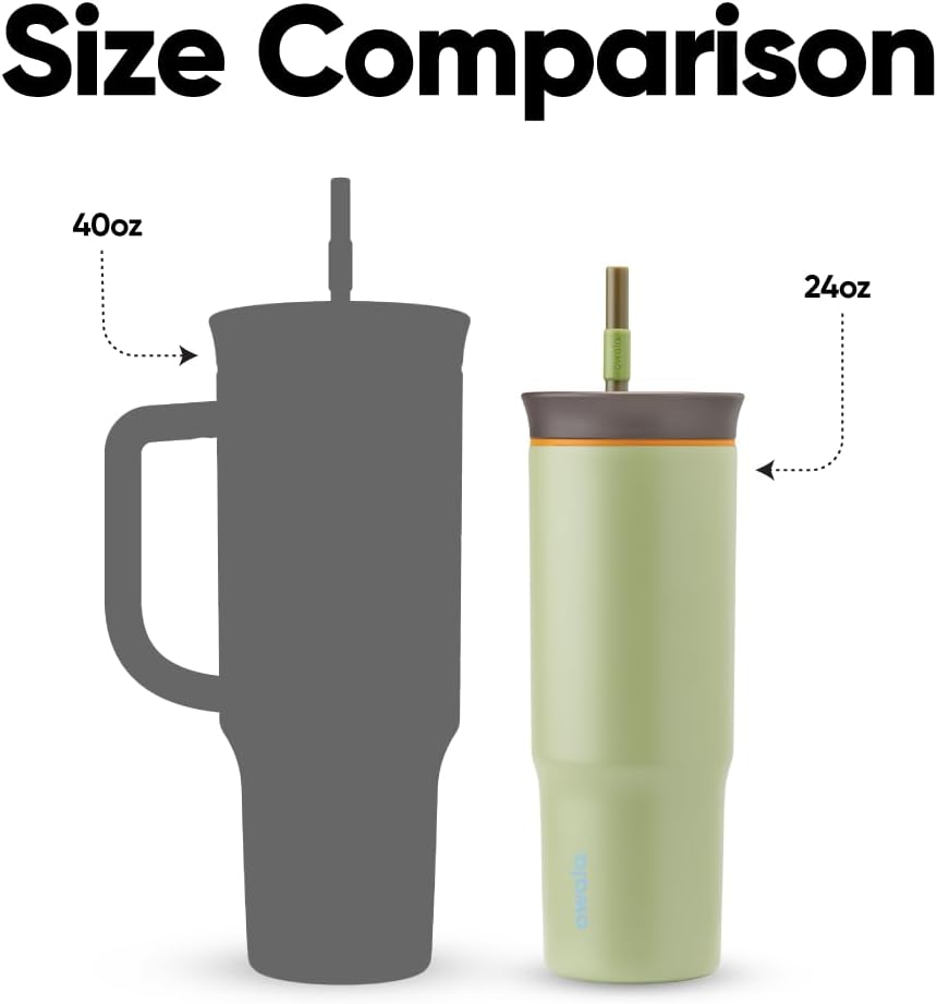 Tumbler Stainless Steel Water Bottle 40 oz Tropical | 2-in-1 Sip-or-Swig Lid | Splash-Resistant Lid | Reusable Straw | Cup Holder Friendly | Right & Left Hand Friendly