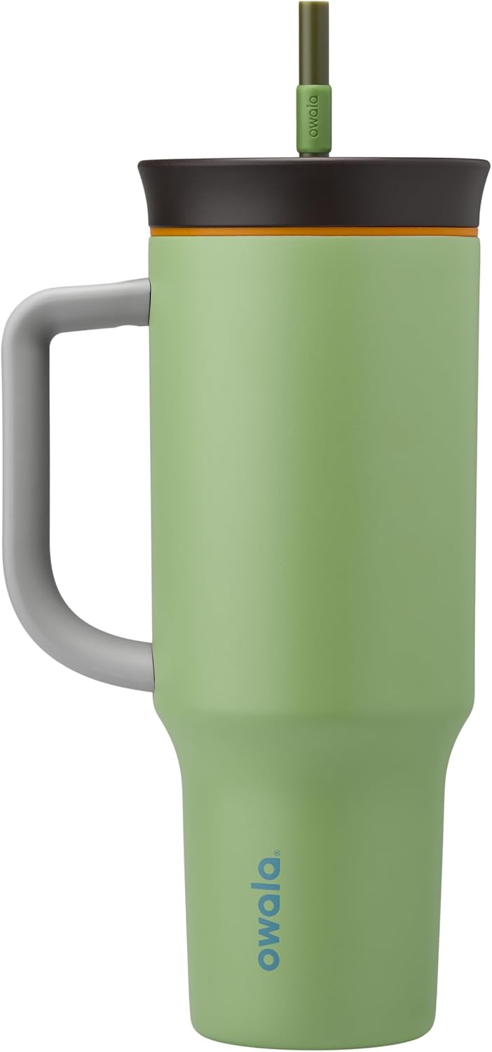 Tumbler Stainless Steel Water Bottle 40 oz Tropical | 2-in-1 Sip-or-Swig Lid | Splash-Resistant Lid | Reusable Straw | Cup Holder Friendly | Right & Left Hand Friendly