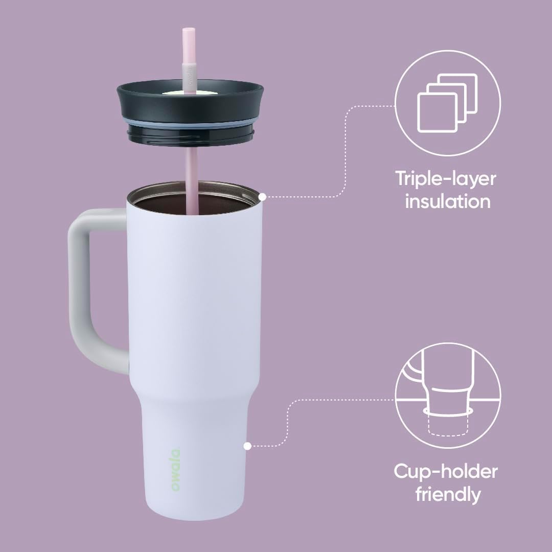 Tumbler Stainless Steel Water Bottle 40 oz Tropical | 2-in-1 Sip-or-Swig Lid | Splash-Resistant Lid | Reusable Straw | Cup Holder Friendly | Right & Left Hand Friendly