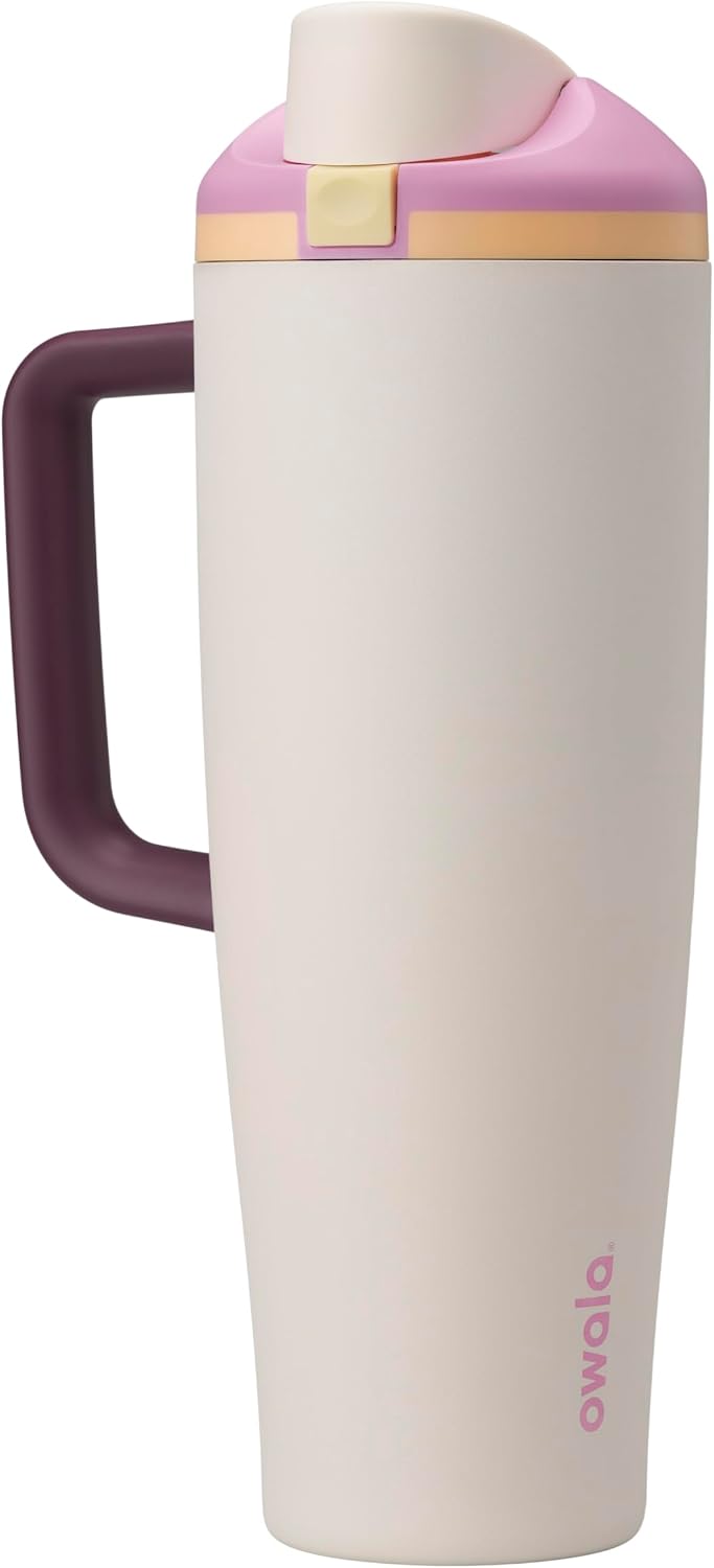 Tumbler Stainless Steel Water Bottle 40 oz Tropical | 2-in-1 Sip-or-Swig Lid | Splash-Resistant Lid | Reusable Straw | Cup Holder Friendly | Right & Left Hand Friendly