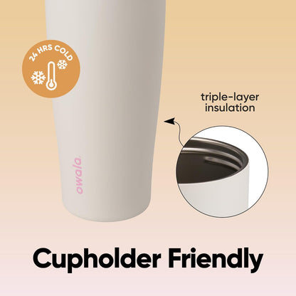 Tumbler Stainless Steel Water Bottle 40 oz Tropical | 2-in-1 Sip-or-Swig Lid | Splash-Resistant Lid | Reusable Straw | Cup Holder Friendly | Right & Left Hand Friendly