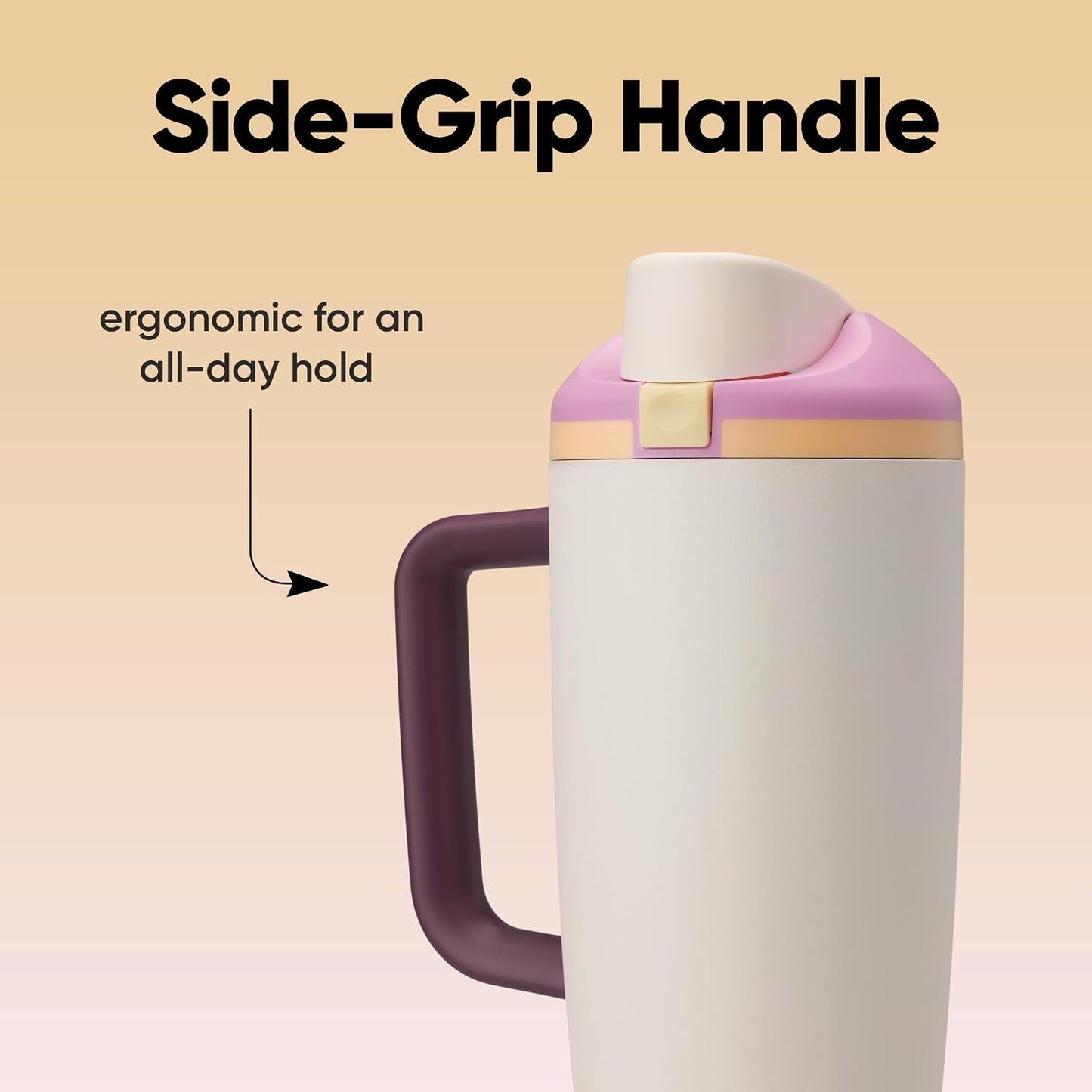 Tumbler Stainless Steel Water Bottle 40 oz Tropical | 2-in-1 Sip-or-Swig Lid | Splash-Resistant Lid | Reusable Straw | Cup Holder Friendly | Right & Left Hand Friendly