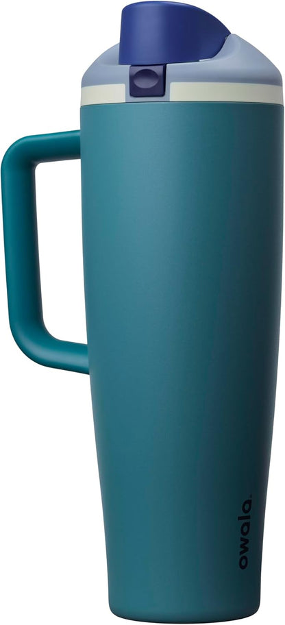 Tumbler Stainless Steel Water Bottle 40 oz Tropical | 2-in-1 Sip-or-Swig Lid | Splash-Resistant Lid | Reusable Straw | Cup Holder Friendly | Right & Left Hand Friendly