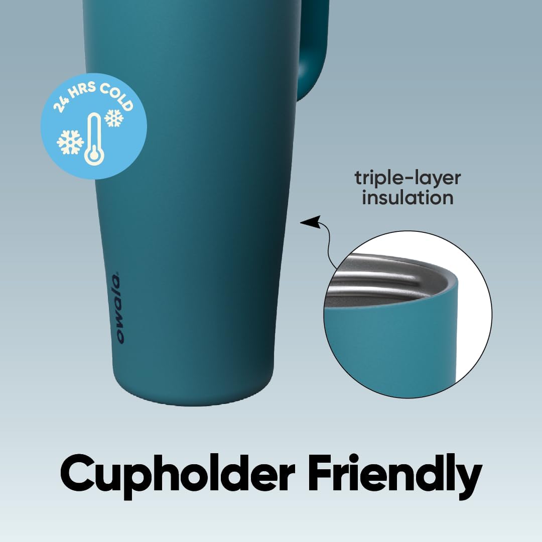 Tumbler Stainless Steel Water Bottle 40 oz Tropical | 2-in-1 Sip-or-Swig Lid | Splash-Resistant Lid | Reusable Straw | Cup Holder Friendly | Right & Left Hand Friendly