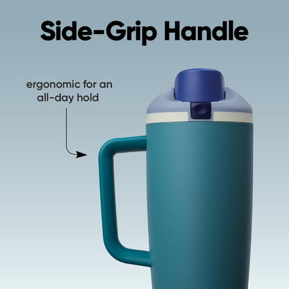 Tumbler Stainless Steel Water Bottle 40 oz Tropical | 2-in-1 Sip-or-Swig Lid | Splash-Resistant Lid | Reusable Straw | Cup Holder Friendly | Right & Left Hand Friendly