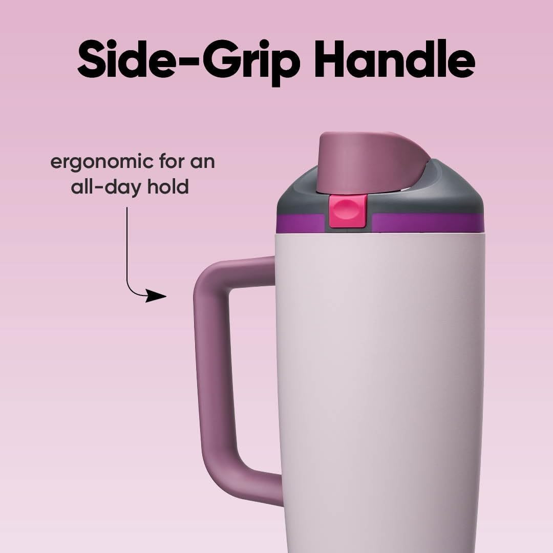 Tumbler Stainless Steel Water Bottle 40 oz Tropical | 2-in-1 Sip-or-Swig Lid | Splash-Resistant Lid | Reusable Straw | Cup Holder Friendly | Right & Left Hand Friendly