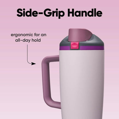 Tumbler Stainless Steel Water Bottle 40 oz Tropical | 2-in-1 Sip-or-Swig Lid | Splash-Resistant Lid | Reusable Straw | Cup Holder Friendly | Right & Left Hand Friendly