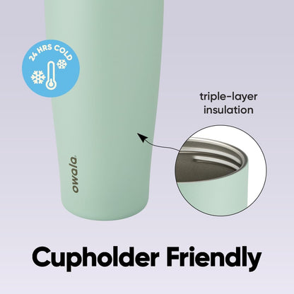 Tumbler Stainless Steel Water Bottle 40 oz Tropical | 2-in-1 Sip-or-Swig Lid | Splash-Resistant Lid | Reusable Straw | Cup Holder Friendly | Right & Left Hand Friendly