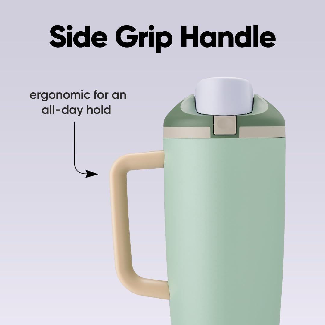 Tumbler Stainless Steel Water Bottle 40 oz Tropical | 2-in-1 Sip-or-Swig Lid | Splash-Resistant Lid | Reusable Straw | Cup Holder Friendly | Right & Left Hand Friendly