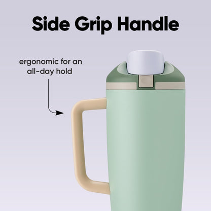 Tumbler Stainless Steel Water Bottle 40 oz Tropical | 2-in-1 Sip-or-Swig Lid | Splash-Resistant Lid | Reusable Straw | Cup Holder Friendly | Right & Left Hand Friendly