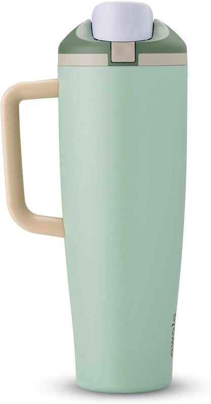 Tumbler Stainless Steel Water Bottle 40 oz Tropical | 2-in-1 Sip-or-Swig Lid | Splash-Resistant Lid | Reusable Straw | Cup Holder Friendly | Right & Left Hand Friendly