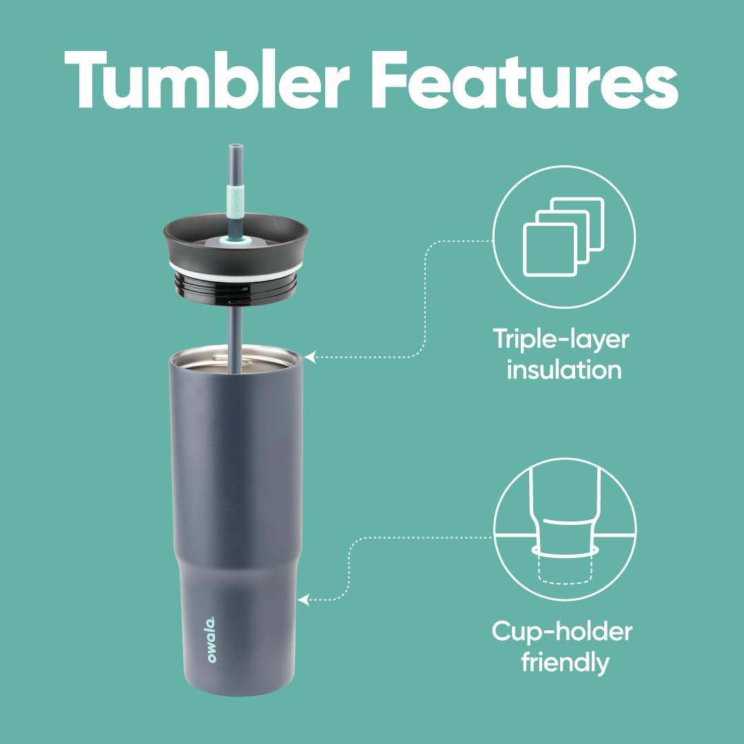 Tumbler Stainless Steel Water Bottle 40 oz Tropical | 2-in-1 Sip-or-Swig Lid | Splash-Resistant Lid | Reusable Straw | Cup Holder Friendly | Right & Left Hand Friendly