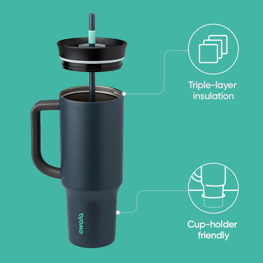 Tumbler Stainless Steel Water Bottle 40 oz Tropical | 2-in-1 Sip-or-Swig Lid | Splash-Resistant Lid | Reusable Straw | Cup Holder Friendly | Right & Left Hand Friendly