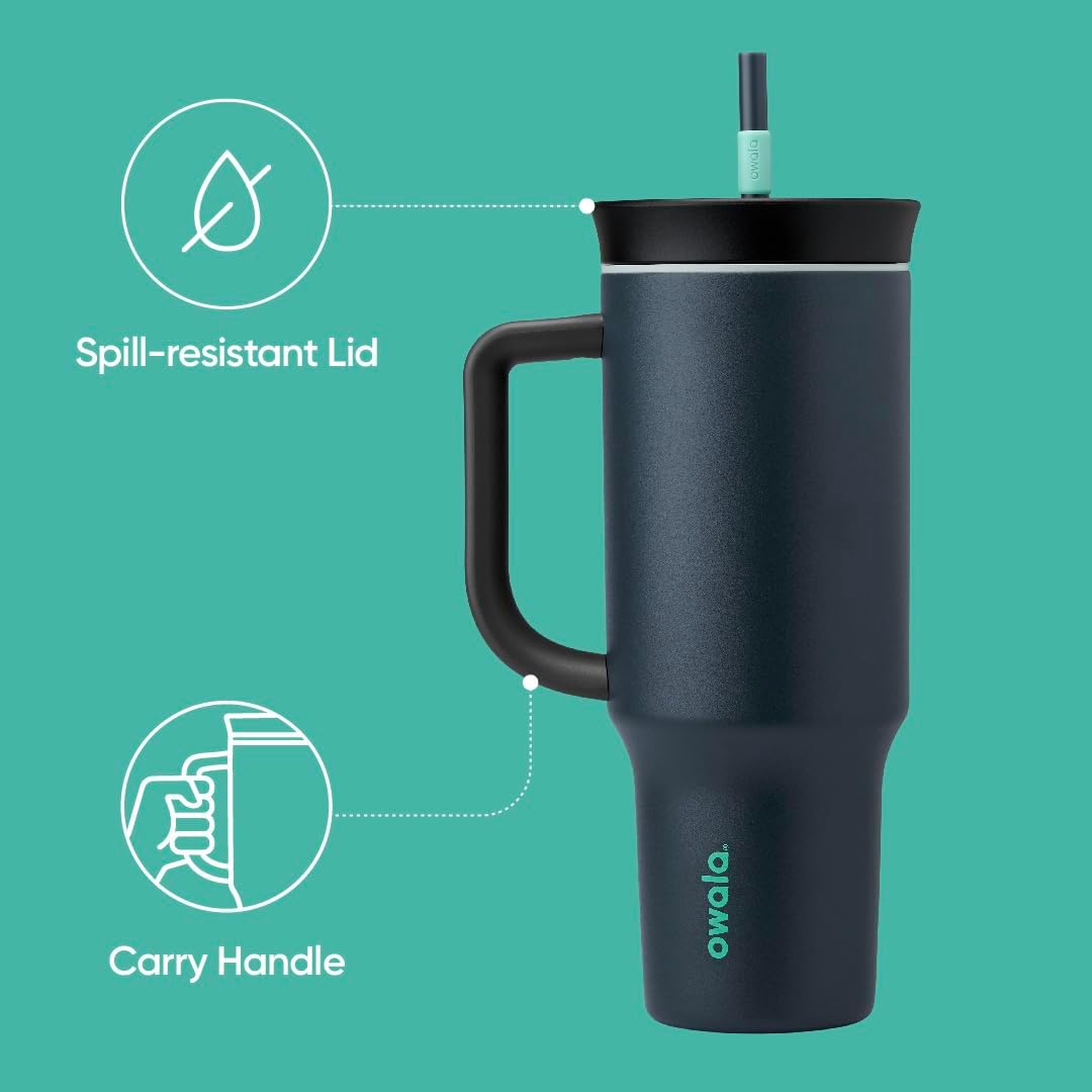 Tumbler Stainless Steel Water Bottle 40 oz Tropical | 2-in-1 Sip-or-Swig Lid | Splash-Resistant Lid | Reusable Straw | Cup Holder Friendly | Right & Left Hand Friendly