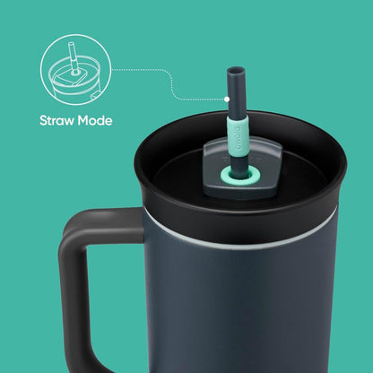 Tumbler Stainless Steel Water Bottle 40 oz Tropical | 2-in-1 Sip-or-Swig Lid | Splash-Resistant Lid | Reusable Straw | Cup Holder Friendly | Right & Left Hand Friendly