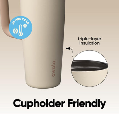 Tumbler Stainless Steel Water Bottle 40 oz Tropical | 2-in-1 Sip-or-Swig Lid | Splash-Resistant Lid | Reusable Straw | Cup Holder Friendly | Right & Left Hand Friendly