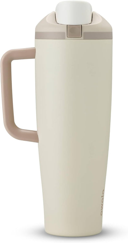 Tumbler Stainless Steel Water Bottle 40 oz Tropical | 2-in-1 Sip-or-Swig Lid | Splash-Resistant Lid | Reusable Straw | Cup Holder Friendly | Right & Left Hand Friendly