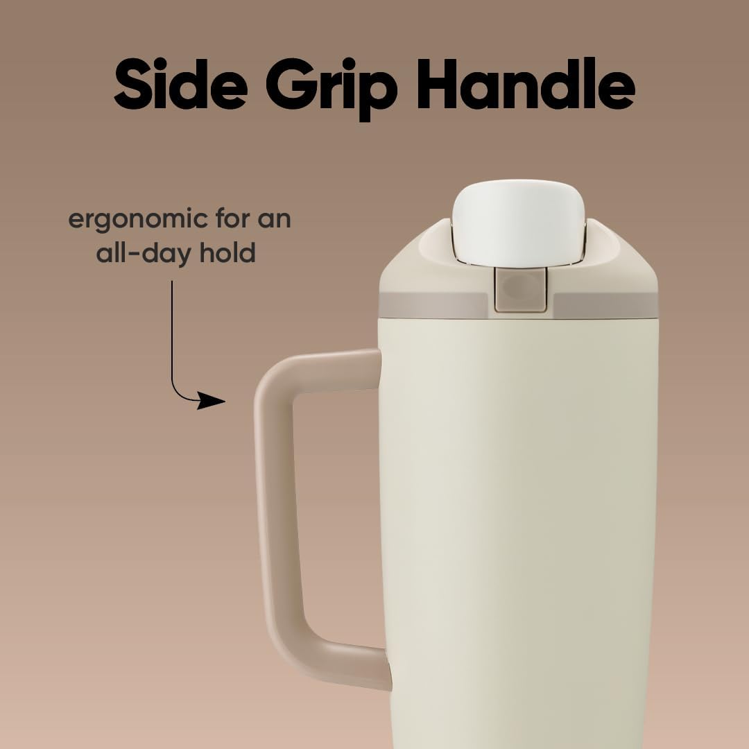 Tumbler Stainless Steel Water Bottle 40 oz Tropical | 2-in-1 Sip-or-Swig Lid | Splash-Resistant Lid | Reusable Straw | Cup Holder Friendly | Right & Left Hand Friendly