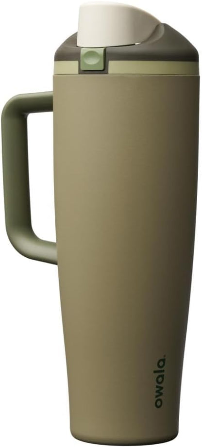 Tumbler Stainless Steel Water Bottle 40 oz Tropical | 2-in-1 Sip-or-Swig Lid | Splash-Resistant Lid | Reusable Straw | Cup Holder Friendly | Right & Left Hand Friendly