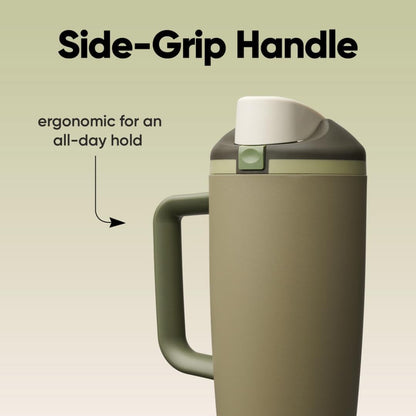 Tumbler Stainless Steel Water Bottle 40 oz Tropical | 2-in-1 Sip-or-Swig Lid | Splash-Resistant Lid | Reusable Straw | Cup Holder Friendly | Right & Left Hand Friendly