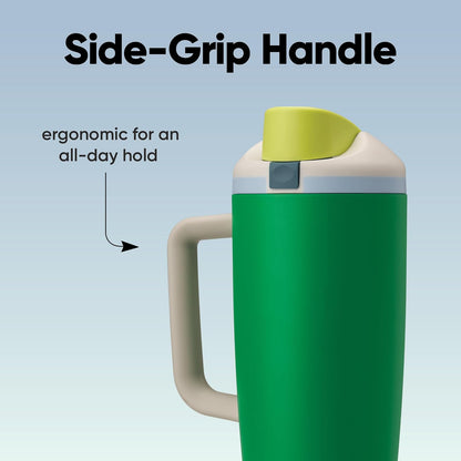 Tumbler Stainless Steel Water Bottle 40 oz Tropical | 2-in-1 Sip-or-Swig Lid | Splash-Resistant Lid | Reusable Straw | Cup Holder Friendly | Right & Left Hand Friendly