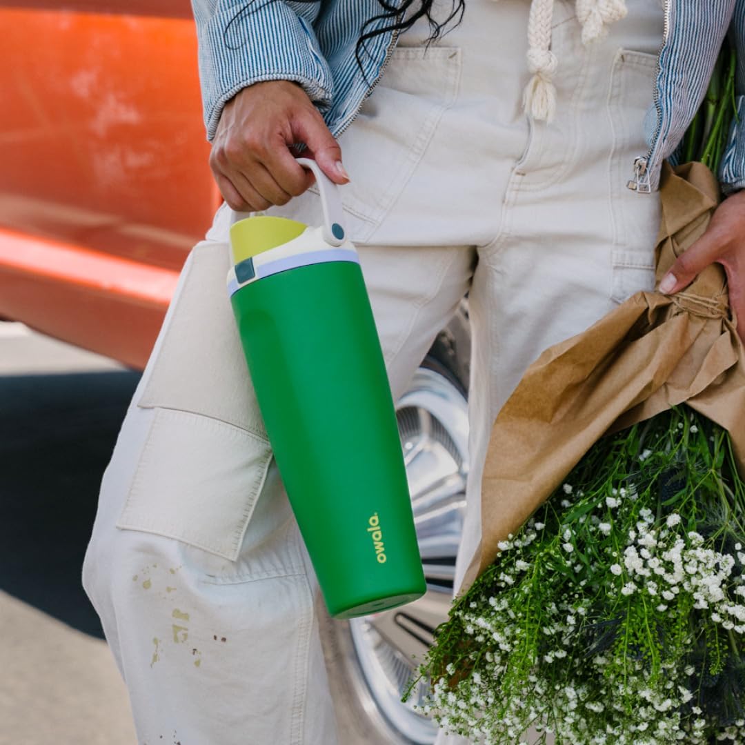 Tumbler Stainless Steel Water Bottle 40 oz Tropical | 2-in-1 Sip-or-Swig Lid | Splash-Resistant Lid | Reusable Straw | Cup Holder Friendly | Right & Left Hand Friendly