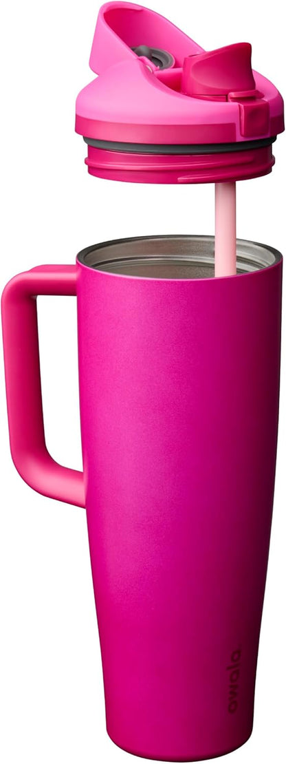 Tumbler Stainless Steel Water Bottle 40 oz Tropical | 2-in-1 Sip-or-Swig Lid | Splash-Resistant Lid | Reusable Straw | Cup Holder Friendly | Right & Left Hand Friendly
