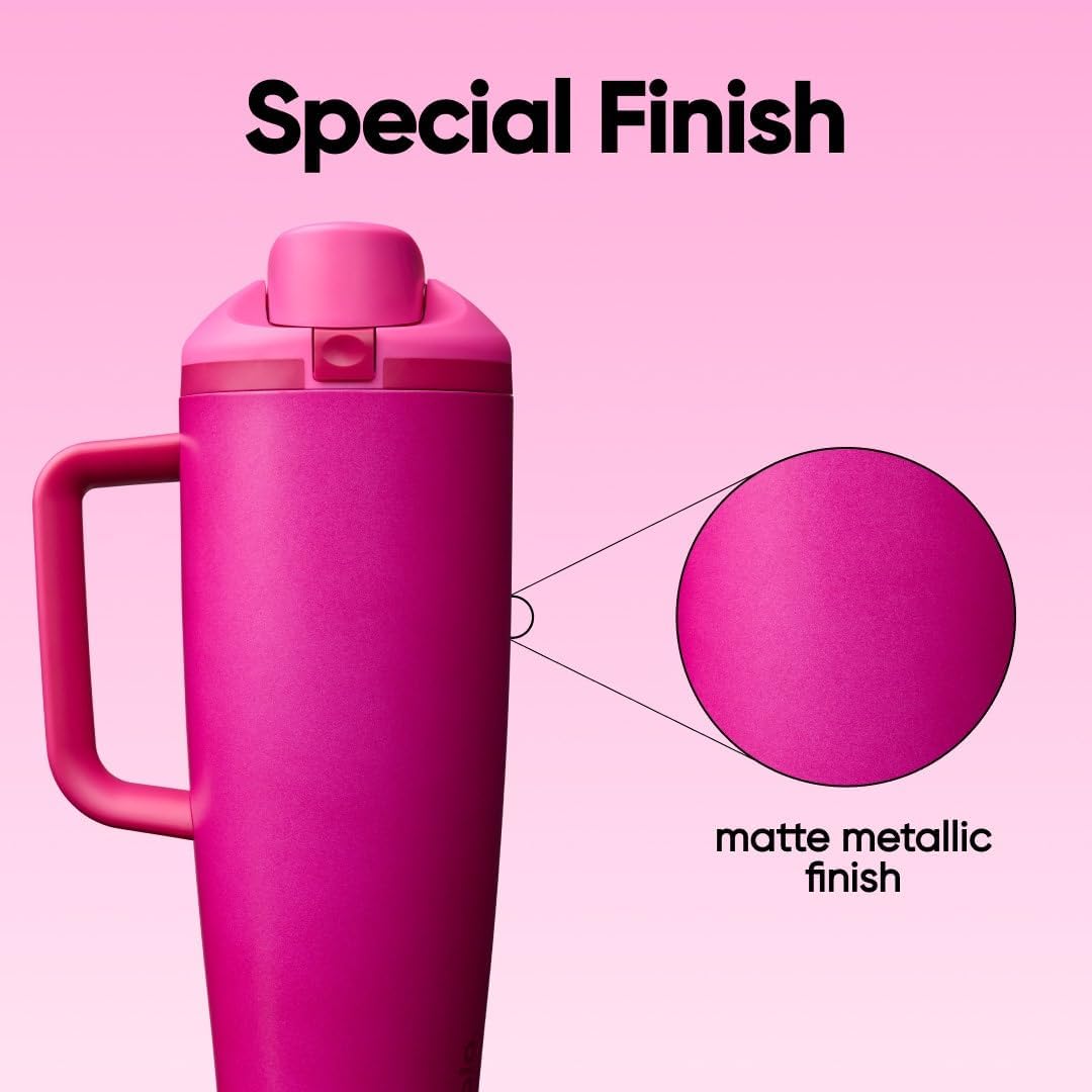 Tumbler Stainless Steel Water Bottle 40 oz Tropical | 2-in-1 Sip-or-Swig Lid | Splash-Resistant Lid | Reusable Straw | Cup Holder Friendly | Right & Left Hand Friendly