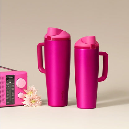 Tumbler Stainless Steel Water Bottle 40 oz Tropical | 2-in-1 Sip-or-Swig Lid | Splash-Resistant Lid | Reusable Straw | Cup Holder Friendly | Right & Left Hand Friendly