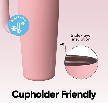 Tumbler Stainless Steel Water Bottle 40 oz Tropical | 2-in-1 Sip-or-Swig Lid | Splash-Resistant Lid | Reusable Straw | Cup Holder Friendly | Right & Left Hand Friendly