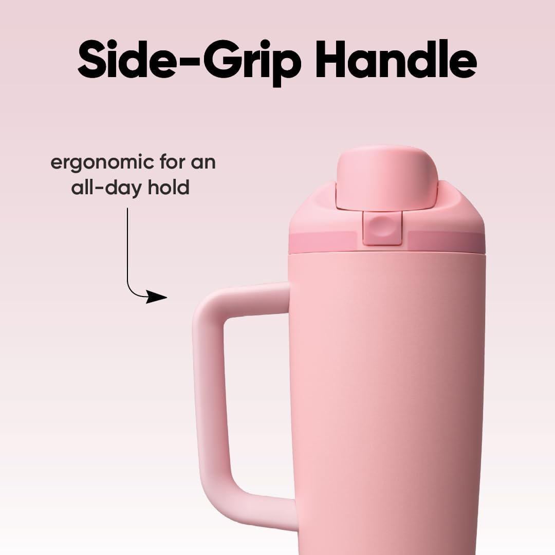 Tumbler Stainless Steel Water Bottle 40 oz Tropical | 2-in-1 Sip-or-Swig Lid | Splash-Resistant Lid | Reusable Straw | Cup Holder Friendly | Right & Left Hand Friendly