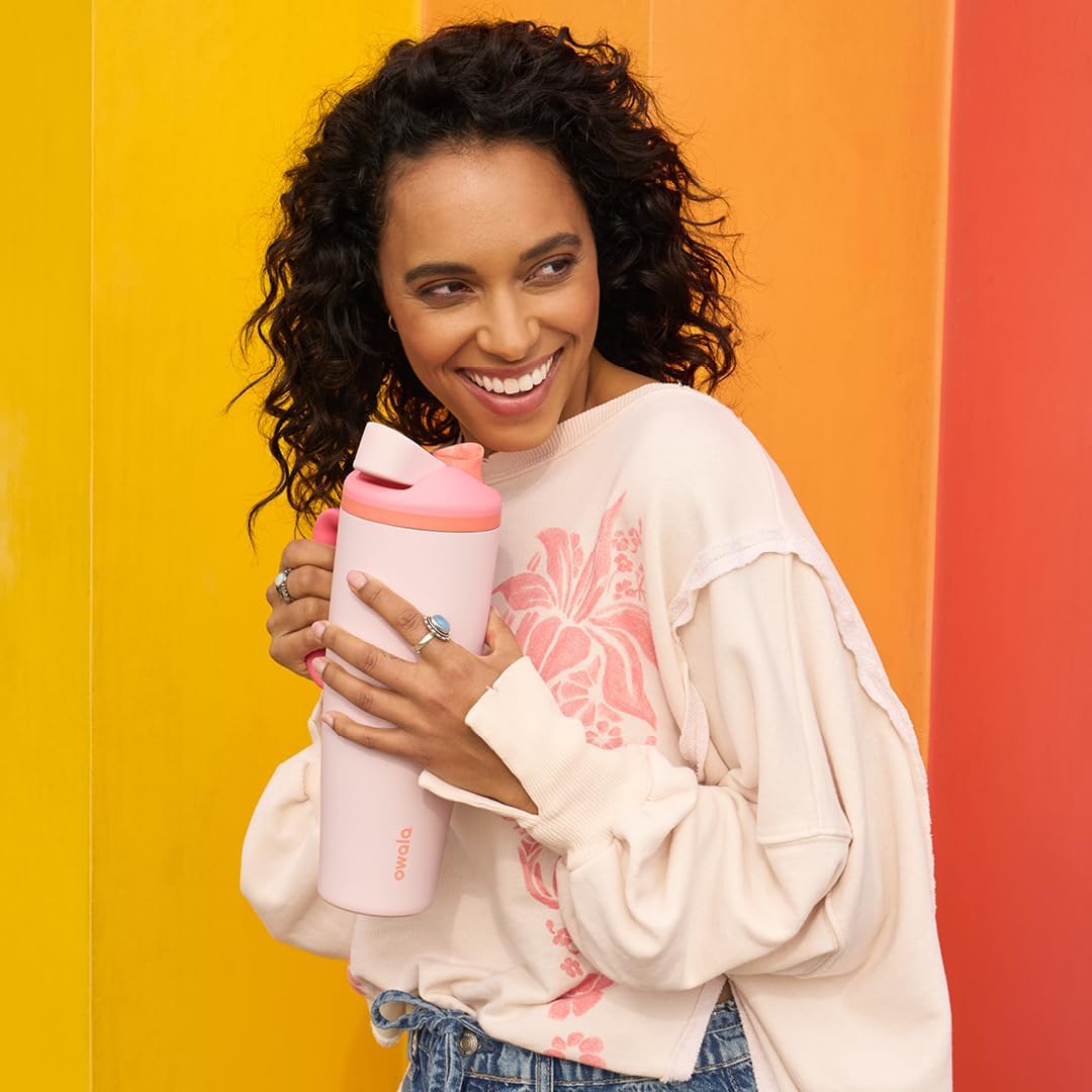 Tumbler Stainless Steel Water Bottle 40 oz Tropical | 2-in-1 Sip-or-Swig Lid | Splash-Resistant Lid | Reusable Straw | Cup Holder Friendly | Right & Left Hand Friendly