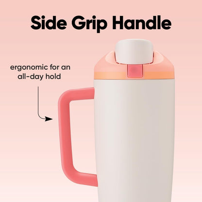 Tumbler Stainless Steel Water Bottle 40 oz Tropical | 2-in-1 Sip-or-Swig Lid | Splash-Resistant Lid | Reusable Straw | Cup Holder Friendly | Right & Left Hand Friendly