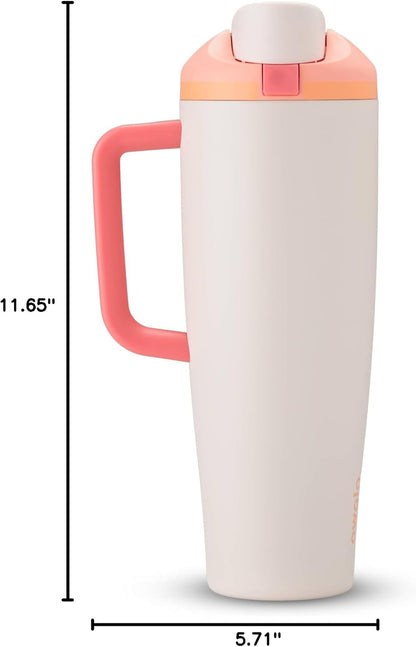 Tumbler Stainless Steel Water Bottle 40 oz Tropical | 2-in-1 Sip-or-Swig Lid | Splash-Resistant Lid | Reusable Straw | Cup Holder Friendly | Right & Left Hand Friendly