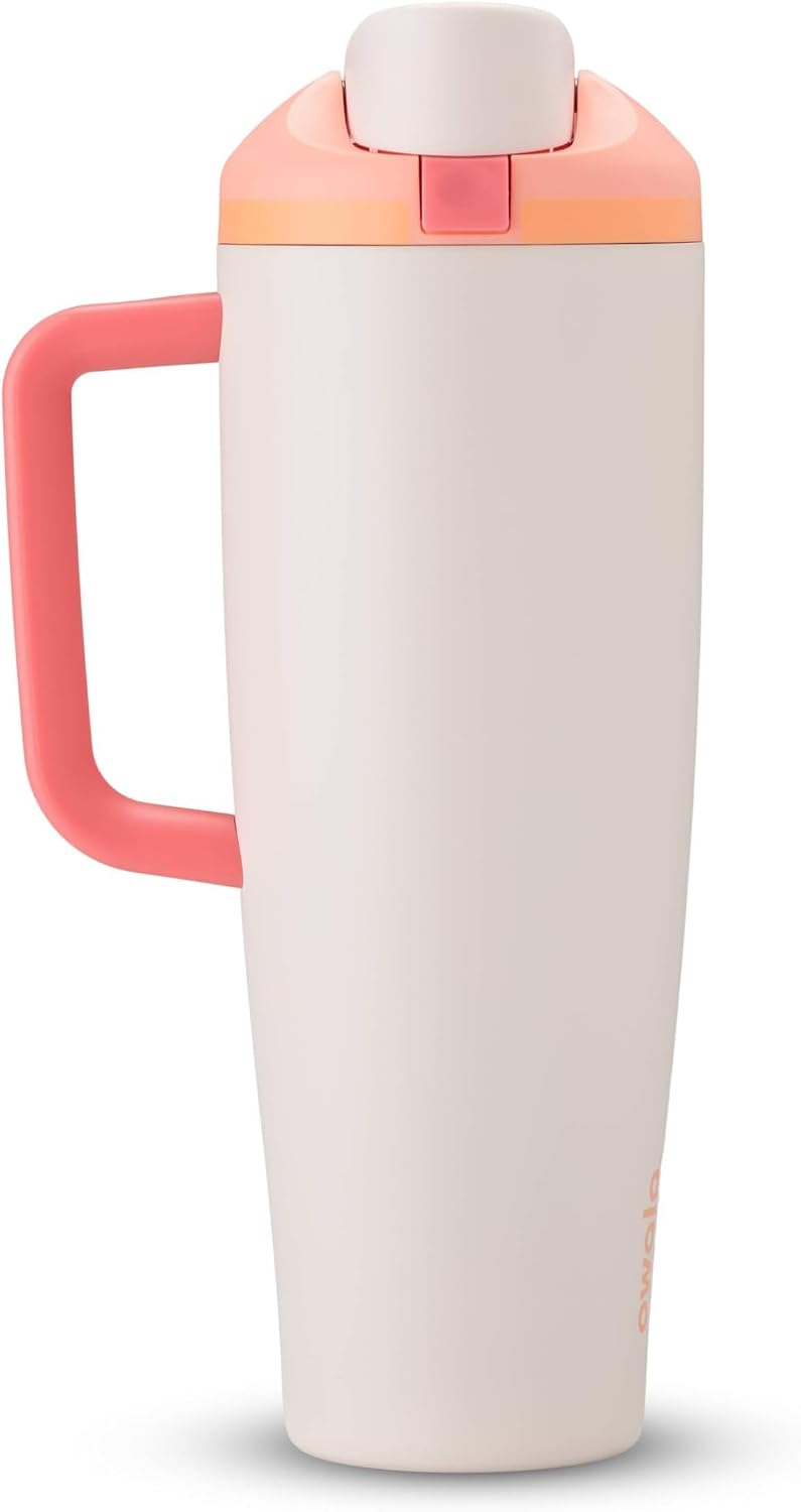 Tumbler Stainless Steel Water Bottle 40 oz Tropical | 2-in-1 Sip-or-Swig Lid | Splash-Resistant Lid | Reusable Straw | Cup Holder Friendly | Right & Left Hand Friendly