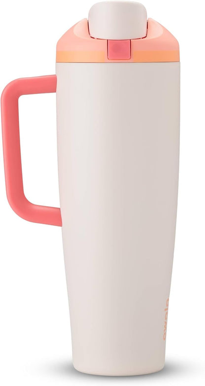 Tumbler Stainless Steel Water Bottle 40 oz Tropical | 2-in-1 Sip-or-Swig Lid | Splash-Resistant Lid | Reusable Straw | Cup Holder Friendly | Right & Left Hand Friendly