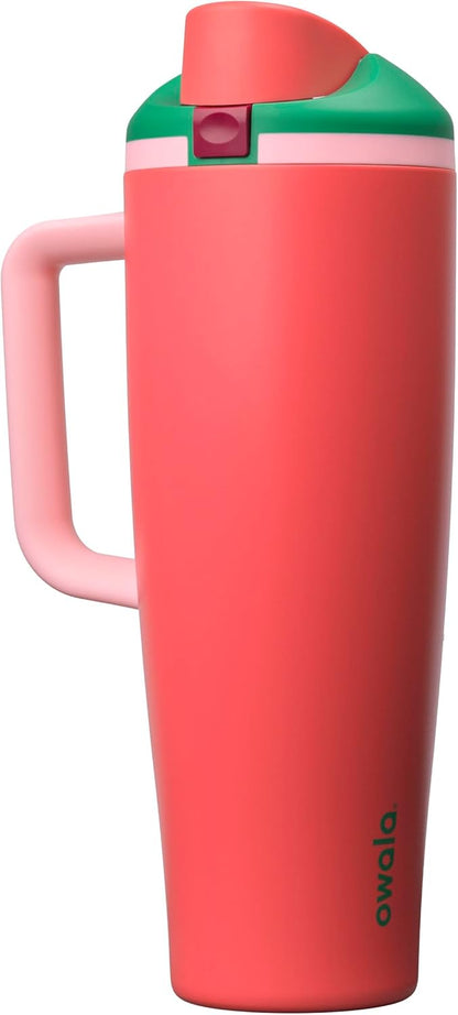 Tumbler Stainless Steel Water Bottle 40 oz Tropical | 2-in-1 Sip-or-Swig Lid | Splash-Resistant Lid | Reusable Straw | Cup Holder Friendly | Right & Left Hand Friendly
