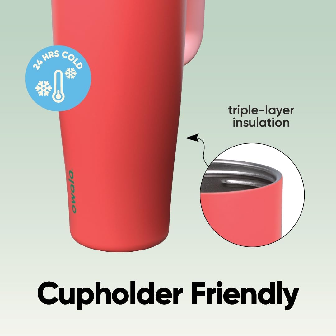 Tumbler Stainless Steel Water Bottle 40 oz Tropical | 2-in-1 Sip-or-Swig Lid | Splash-Resistant Lid | Reusable Straw | Cup Holder Friendly | Right & Left Hand Friendly