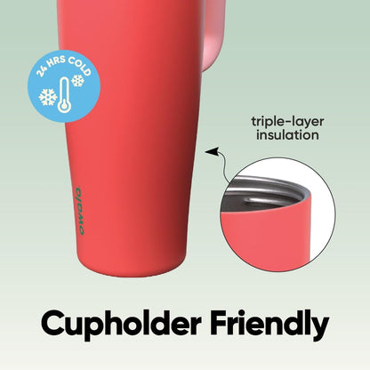 Tumbler Stainless Steel Water Bottle 40 oz Tropical | 2-in-1 Sip-or-Swig Lid | Splash-Resistant Lid | Reusable Straw | Cup Holder Friendly | Right & Left Hand Friendly